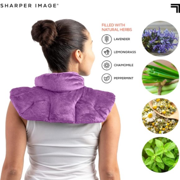 SHARPER IMAGE Warm & Cooling Herbal Aromatherapy Neck & Shoulder Plush Wrap Pad - Picture 3 of 5